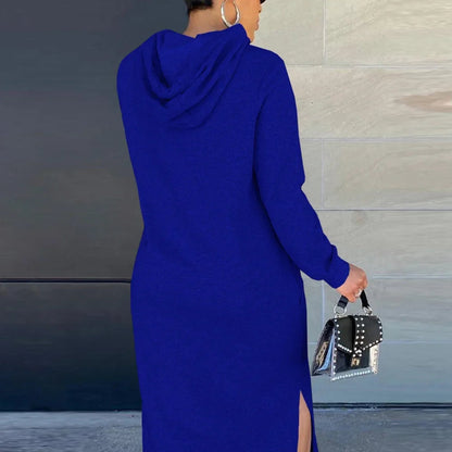 Women's Casual Long Hoodie Dress - Streetwear Relaxed Maxi