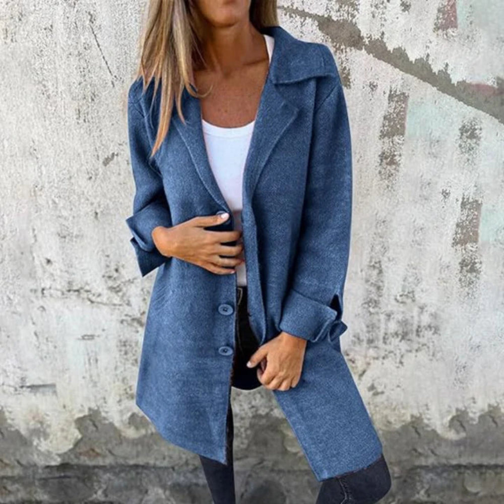 Women’s Classic Long Wool Coat – Elegant Warm Overcoat