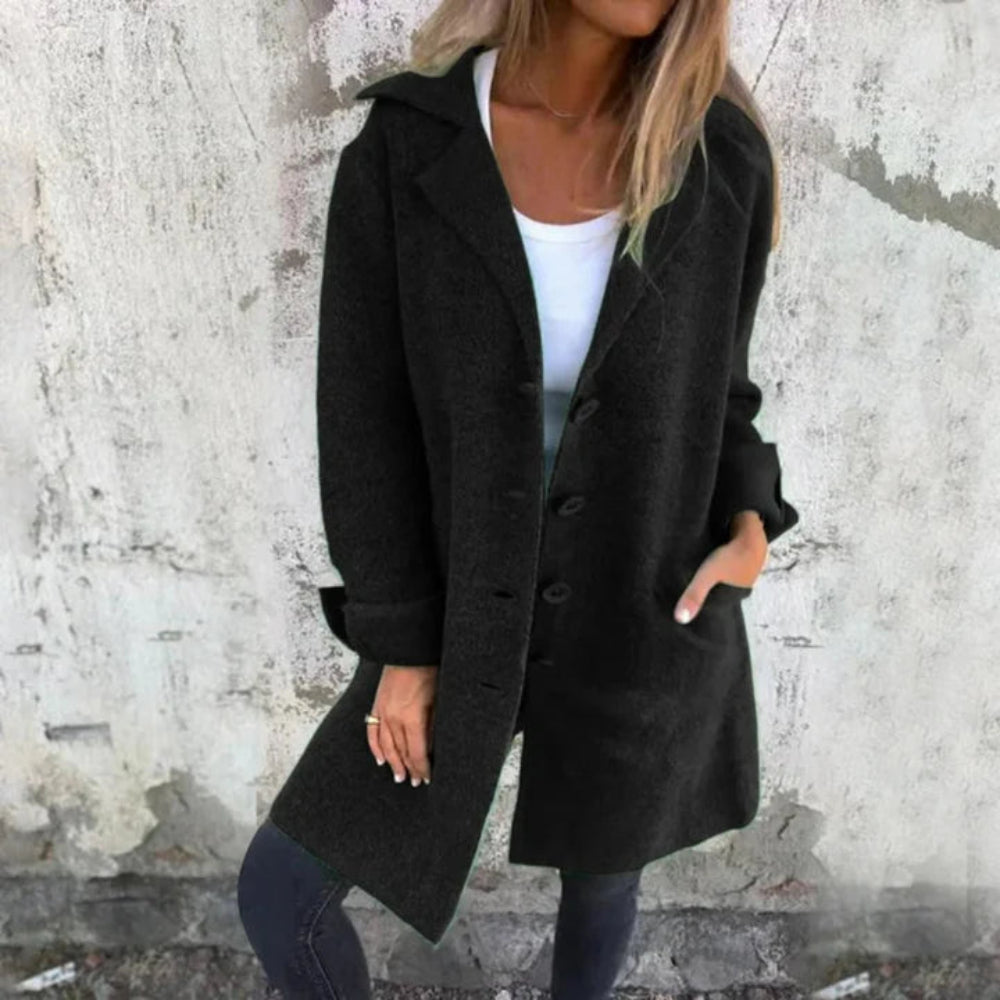 Women’s Classic Long Wool Coat – Elegant Warm Overcoat