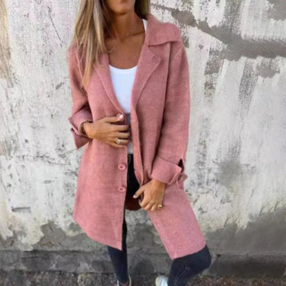 Women’s Classic Long Wool Coat – Elegant Warm Overcoat