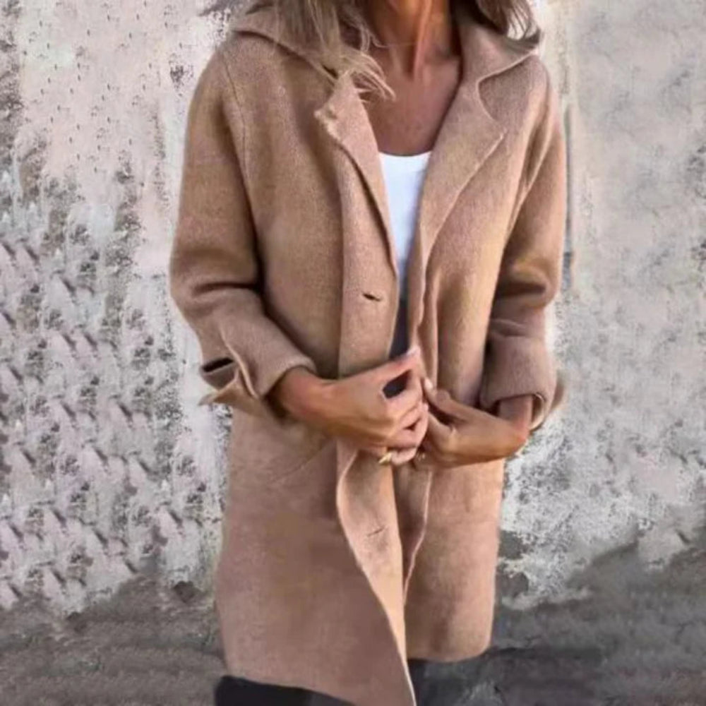 Women’s Classic Long Wool Coat – Elegant Warm Overcoat