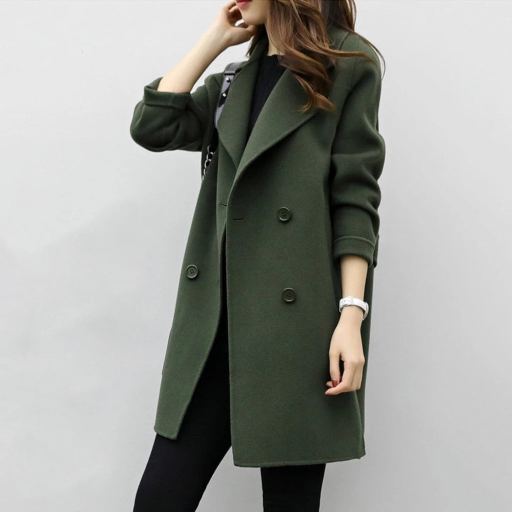 Women's Double Breasted Long Trench Coat - Classic Style