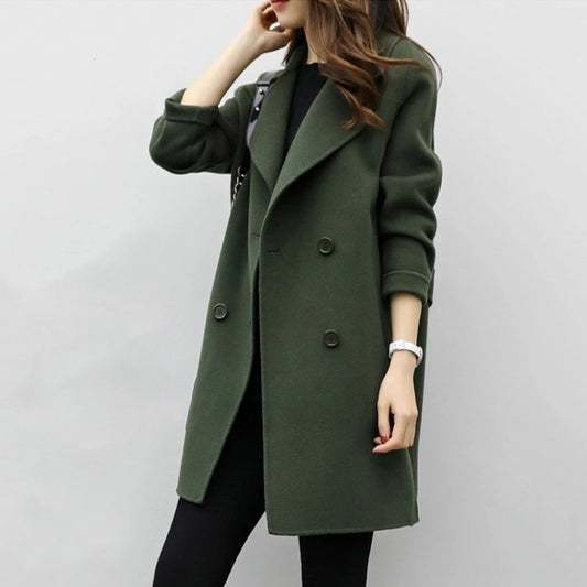 Women's Double Breasted Long Trench Coat - Classic Style