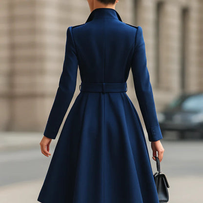 Women’s Elegant Long Trench Coat Dress – Tailored Formal Maxi