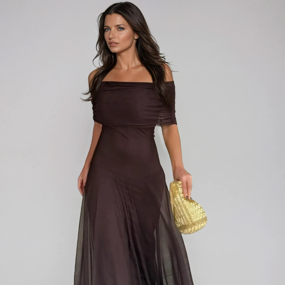 Women's Elegant Off Shoulder Formal Evening Dress - Maxi