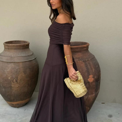 Women's Elegant Off Shoulder Formal Evening Dress - Maxi