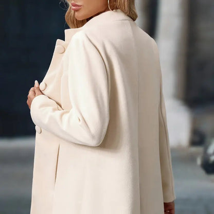 Women's Elegant Wool Blend Winter Coat - Long Buttoned