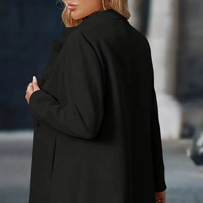 Women's Elegant Wool Blend Winter Coat - Long Buttoned