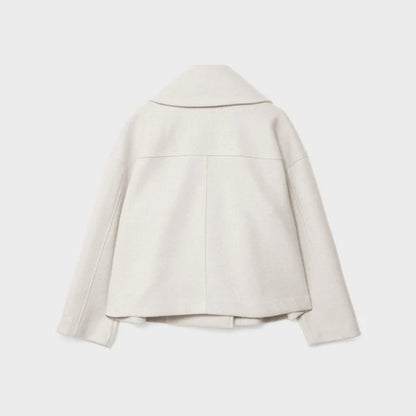 Women's Elegant Wool Short Coat - Double-Breasted Tailored