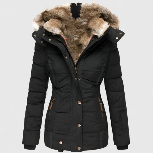 Women’s Faux Fur Hooded Winter Puffer Jacket - Warm Insulated