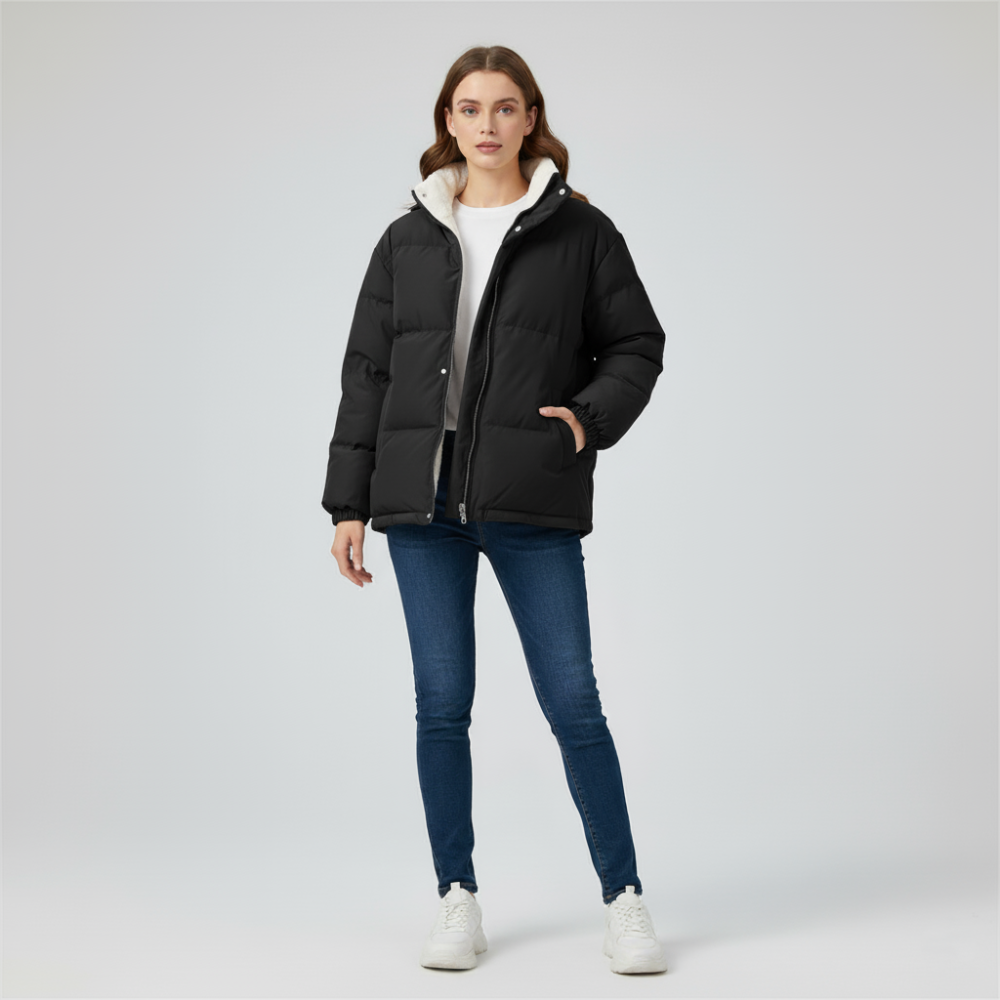 Women’s Fleece Lined Puffer Winter Coat – Warm Windproof Jacket