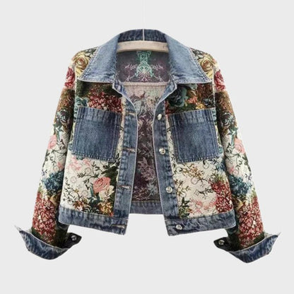 Women's Floral Denim Jacket Casual Cotton Outerwear 1