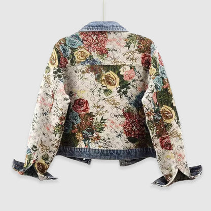 Women's Floral Denim Jacket Casual Cotton Outerwear 2
