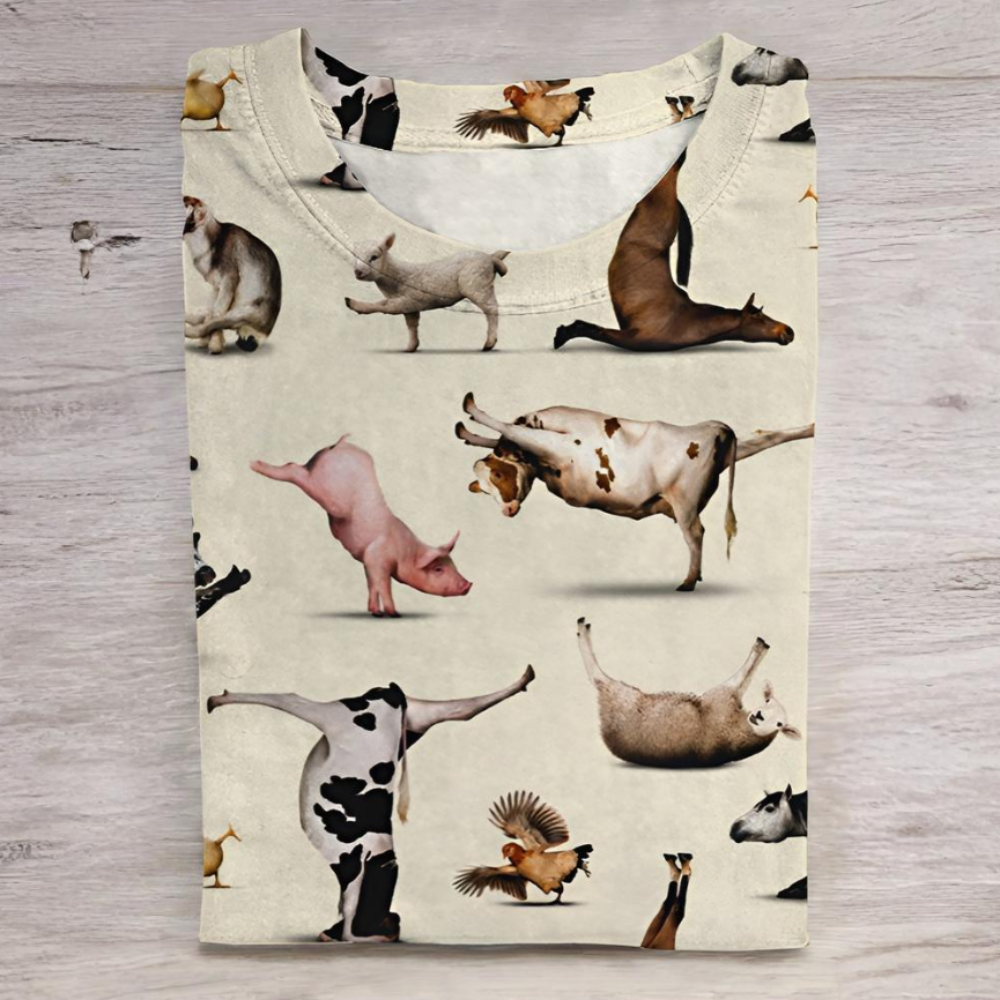 Women's Funny Animal Print Casual T-Shirt - Crew Neck Short Sleeve