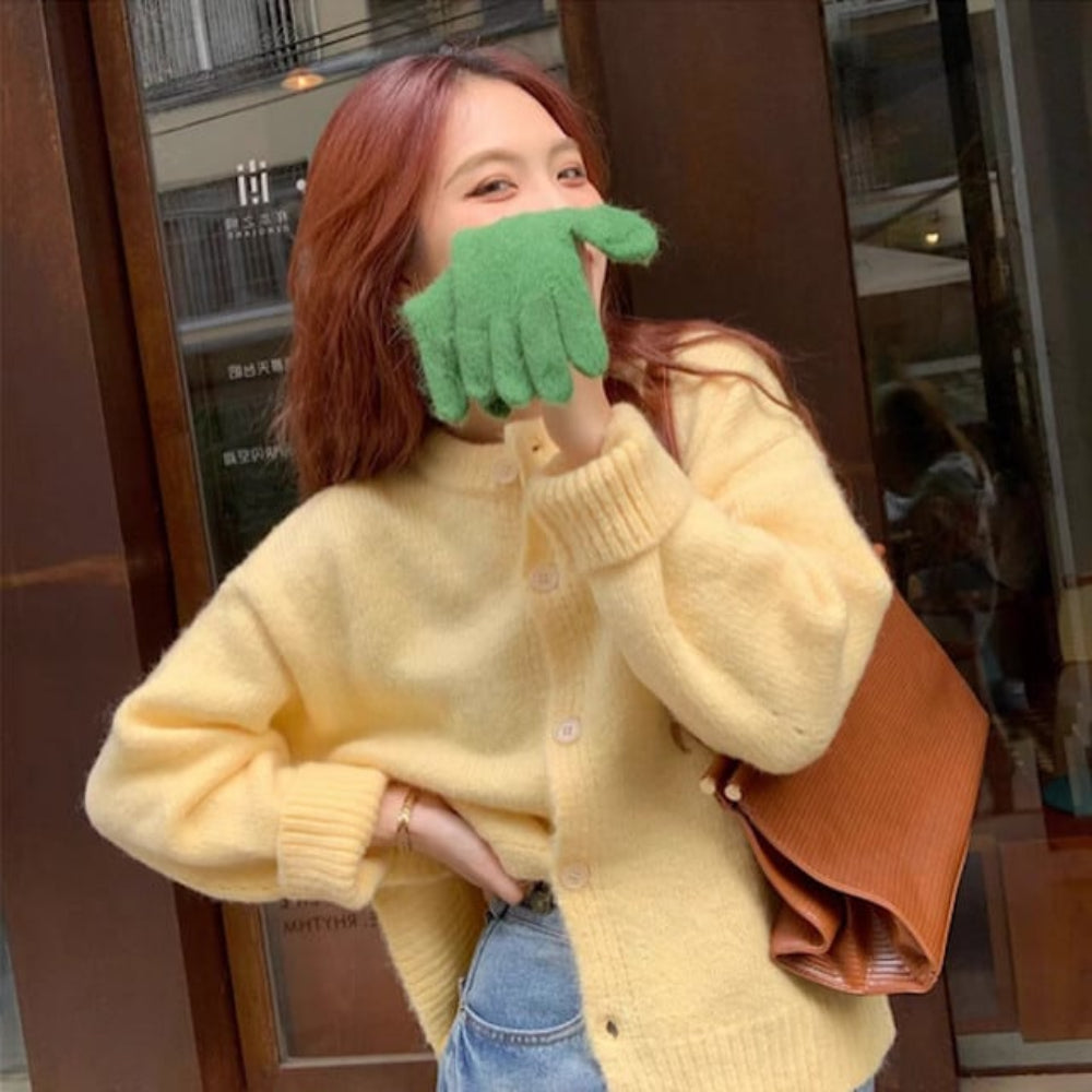 Women's Oversized Knit Cardigan Sweater - Button Up Cozy