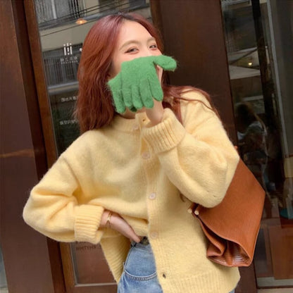 Women's Oversized Knit Cardigan Sweater - Button Up Cozy