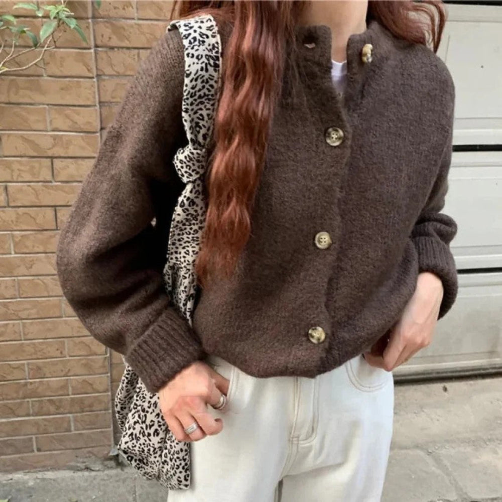 Women's Oversized Knit Cardigan Sweater - Button Up Cozy