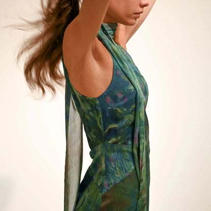 Women's Halter Keyhole Evening Dress - Bodycon Maxi