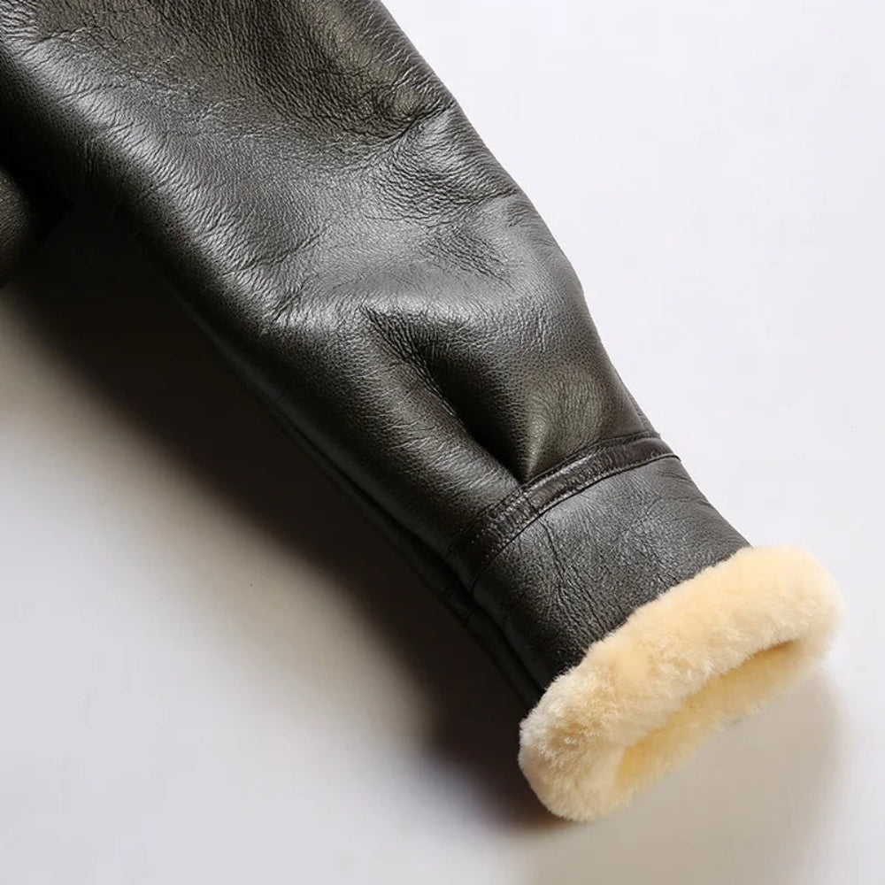 Women's Leather Aviator Coat Sheepskin Classic Flight Jacket 8