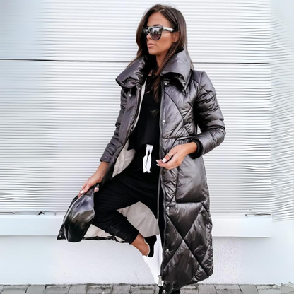 Women's Long Puffer Coat Winter Outerwear Warm Stylish Design 3