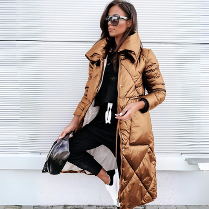 Women's Long Puffer Coat Winter Outerwear Warm Stylish Design 4