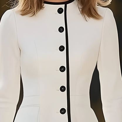 Women's Long Sleeve Button Front Formal Dress - Blazer Midi