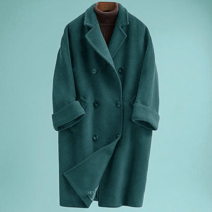 Women's Long Wool Overcoat Double Breasted Stylish Outerwear 5