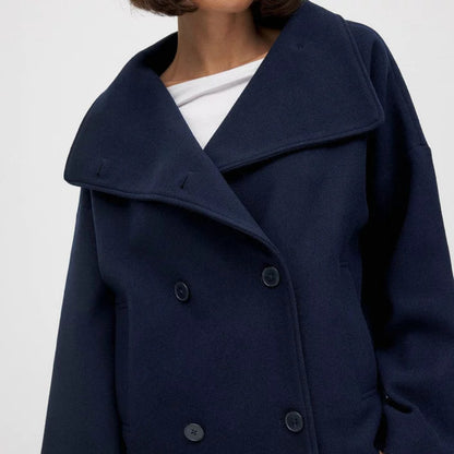 Women's Modern Wool Short Coat - High Neck Buttoned