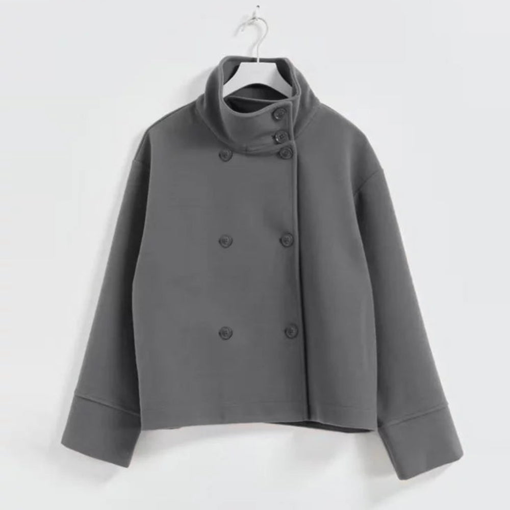 Women's Modern Wool Short Coat - High Neck Buttoned