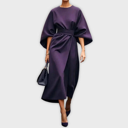 Women's Oversized Formal Kimono Wrap Dress - Belted Midi