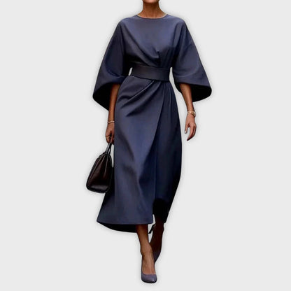 Women's Oversized Formal Kimono Wrap Dress - Belted Midi