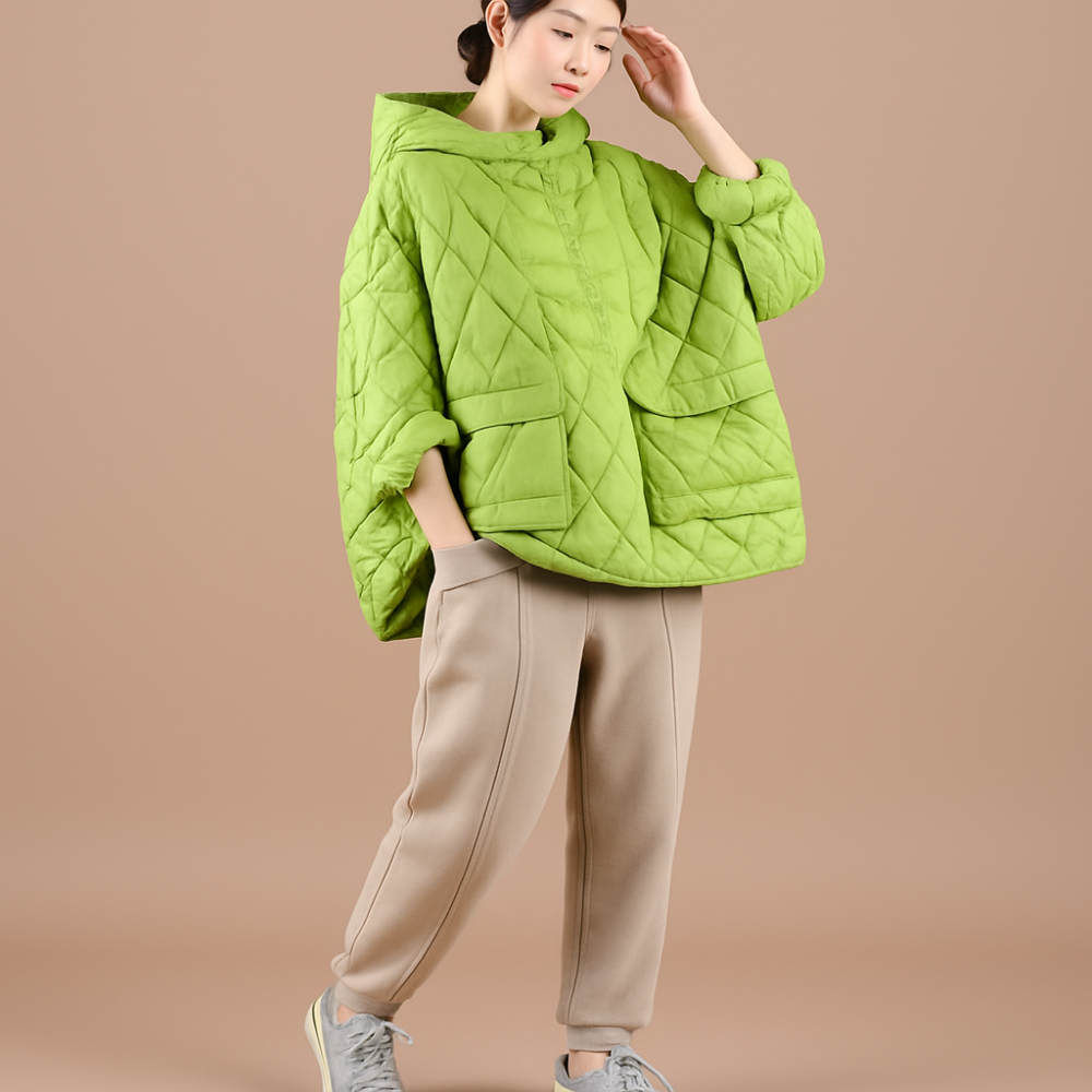 Women’s Oversized Puffer Jacket – Lightweight Hooded Winter Coat