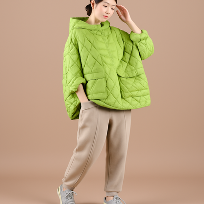 Women’s Oversized Puffer Jacket – Lightweight Hooded Winter Coat
