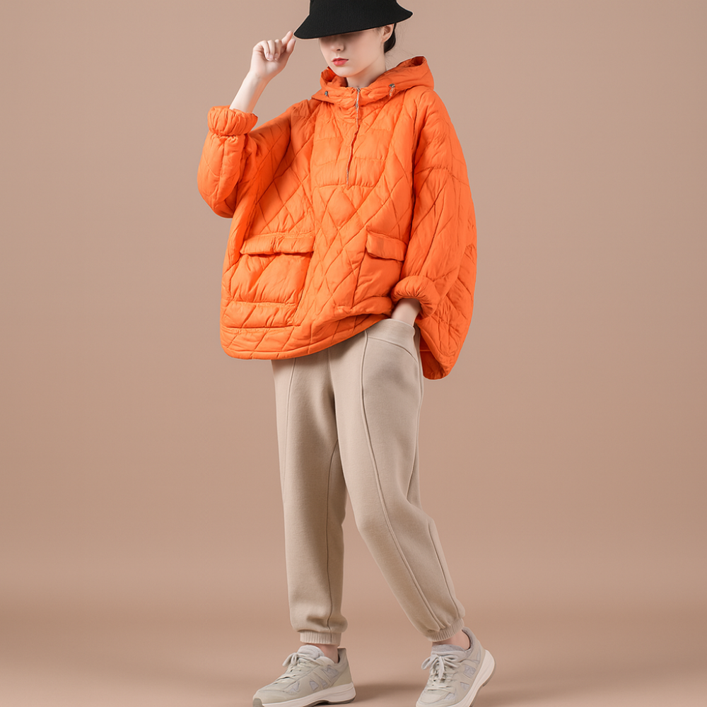 Women’s Oversized Puffer Jacket – Lightweight Hooded Winter Coat