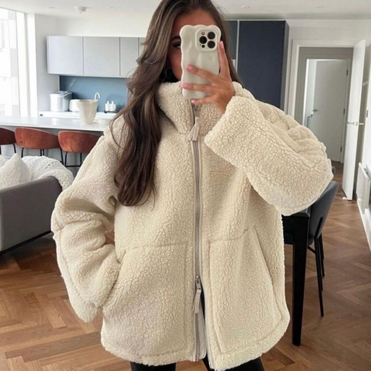 Women’s Oversized Sherpa Jacket - Warm Fleece Outerwear