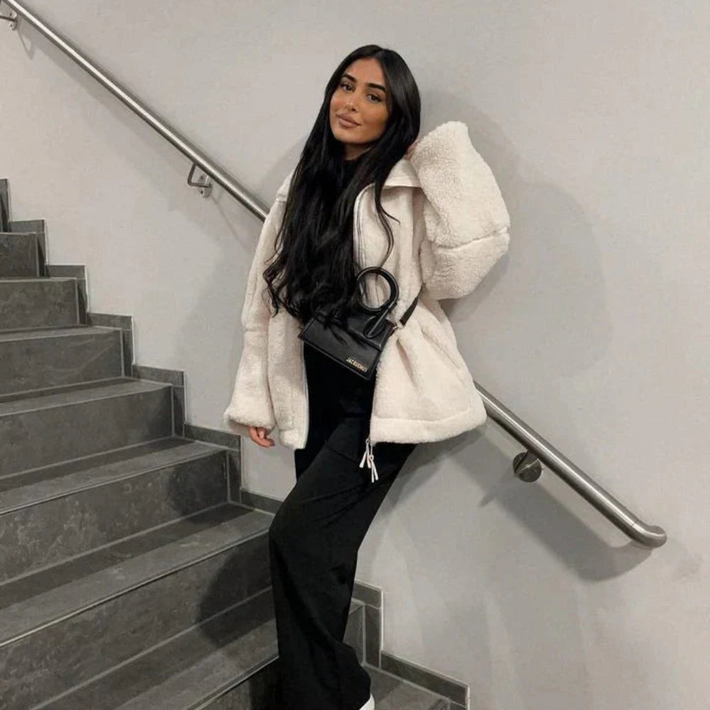 Women’s Oversized Sherpa Jacket - Warm Fleece Outerwear
