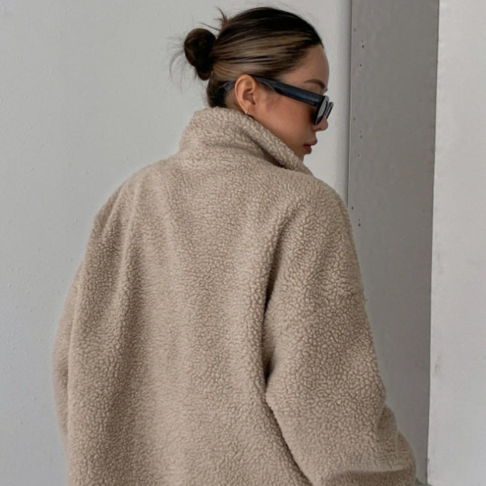 Women’s Oversized Sherpa Jacket - Warm Fleece Outerwear