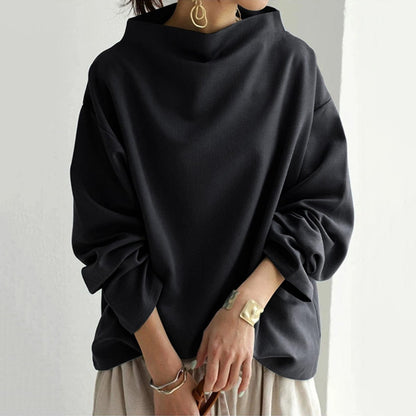 Women's Oversized Sweater High-Neck Soft Knit Top Elegant Comfort 2