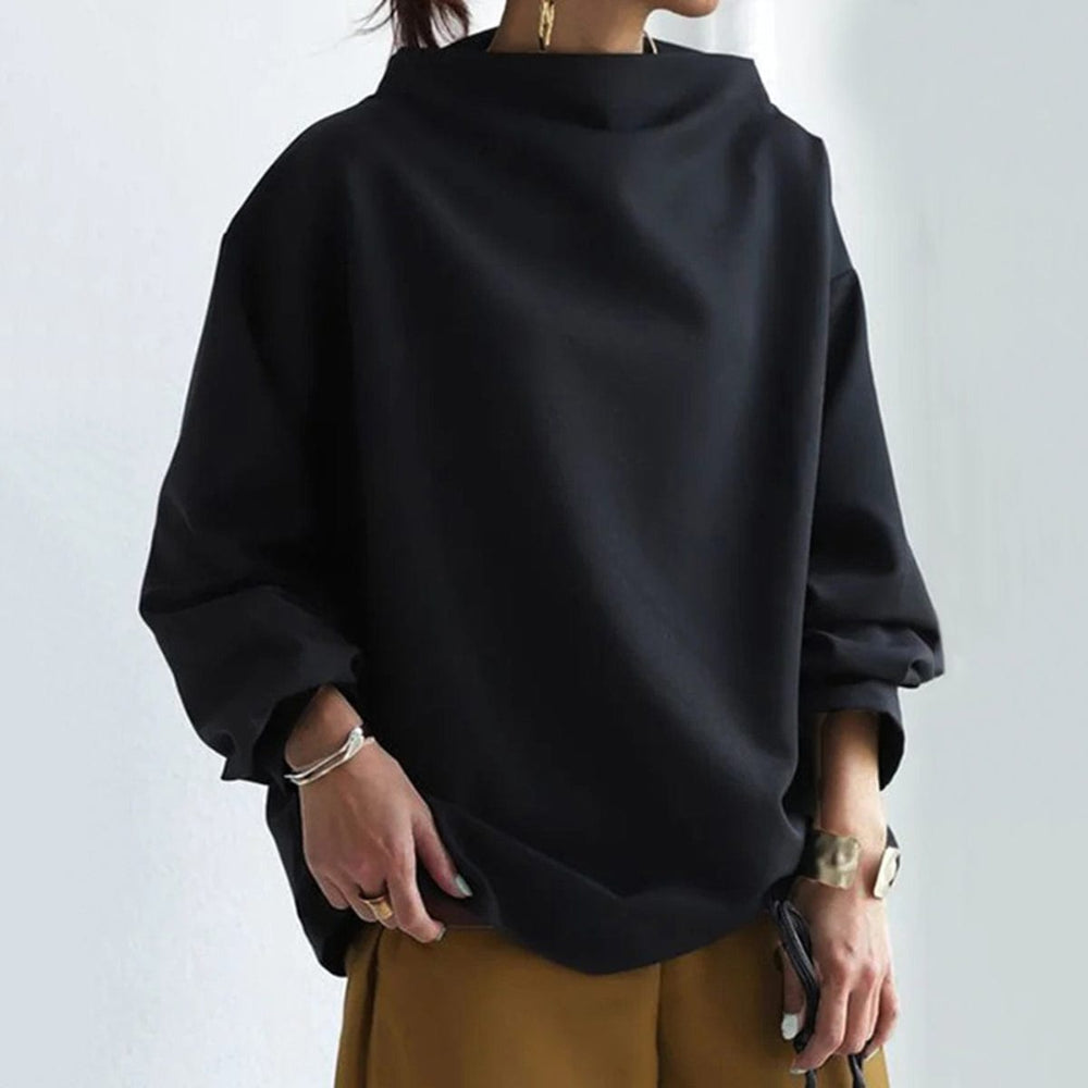 Women's Oversized Sweater High-Neck Soft Knit Top Elegant Comfort 3