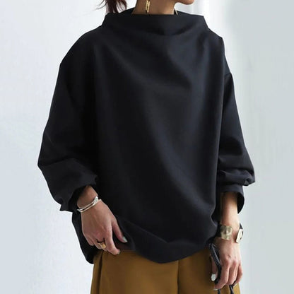 Women's Oversized Sweater High-Neck Soft Knit Top Elegant Comfort 3
