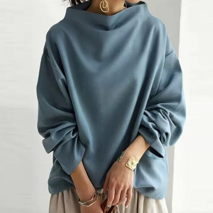Women's Oversized Sweater High-Neck Soft Knit Top Elegant Comfort 6