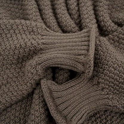 Women's Oversized Textured Turtleneck Long Sleeve Sweater - Pullover