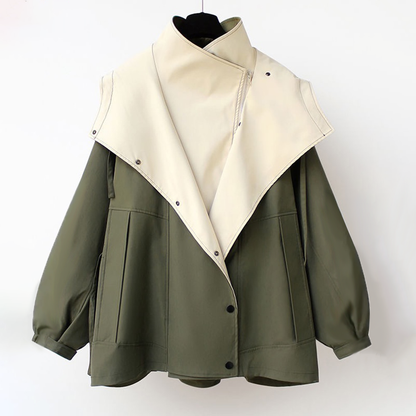 Women's Oversized Utility Jacket - Hooded Button Front