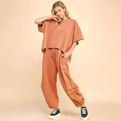 Women's Pajama Set Flowy Top Elastic Waist Pants 2