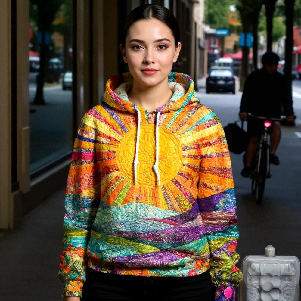 Women's Patchwork Quilted Hoodie - Boho Oversized