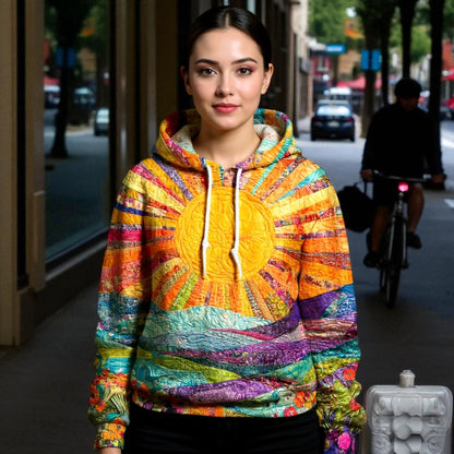 Women's Patchwork Quilted Hoodie - Boho Oversized