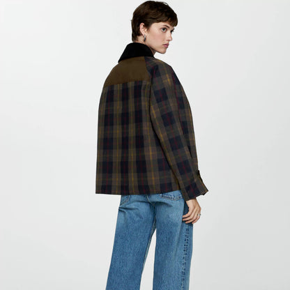 Women's Plaid Chore Coat Jacket - Oversized Button Front
