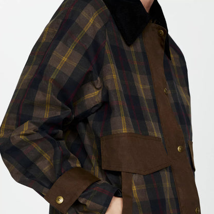 Women's Plaid Chore Coat Jacket - Oversized Button Front
