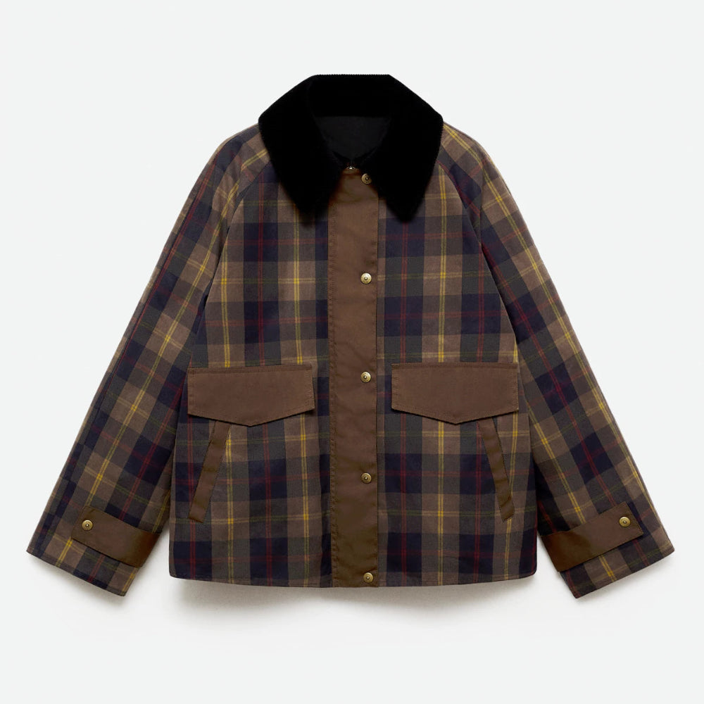 Women's Plaid Chore Coat Jacket - Oversized Button Front