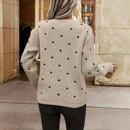Women's Polka Dot Sweater Casual Knit Top 3
